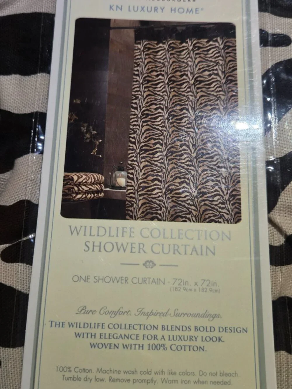 NWT Karen Neuburger KN Luxury Home Brown Zebra 7 Pc Bath Set Retired
